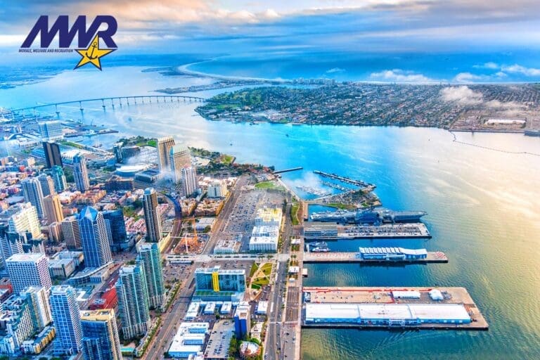Featured image for San Diego MWR Tickets, showing an aerial view of San Diego