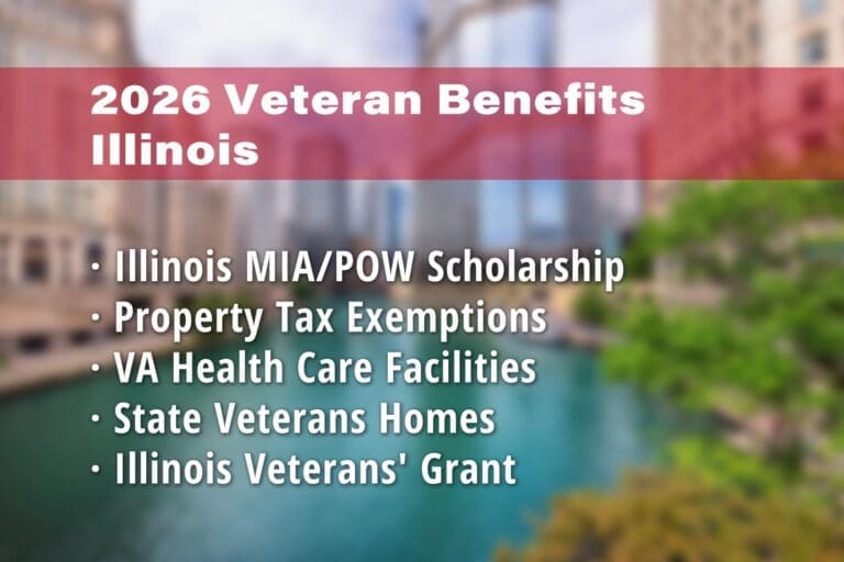 Featured image for Illinois Veteran benefits: Illinois MIA POW Scholarship, Illinois Property Tax Exemptions for Veterans, VA Health Care Facilities (e.g. Hines VA Hospital Illinois), Illinois Veterans Homes, Illinois Veterans' Grant